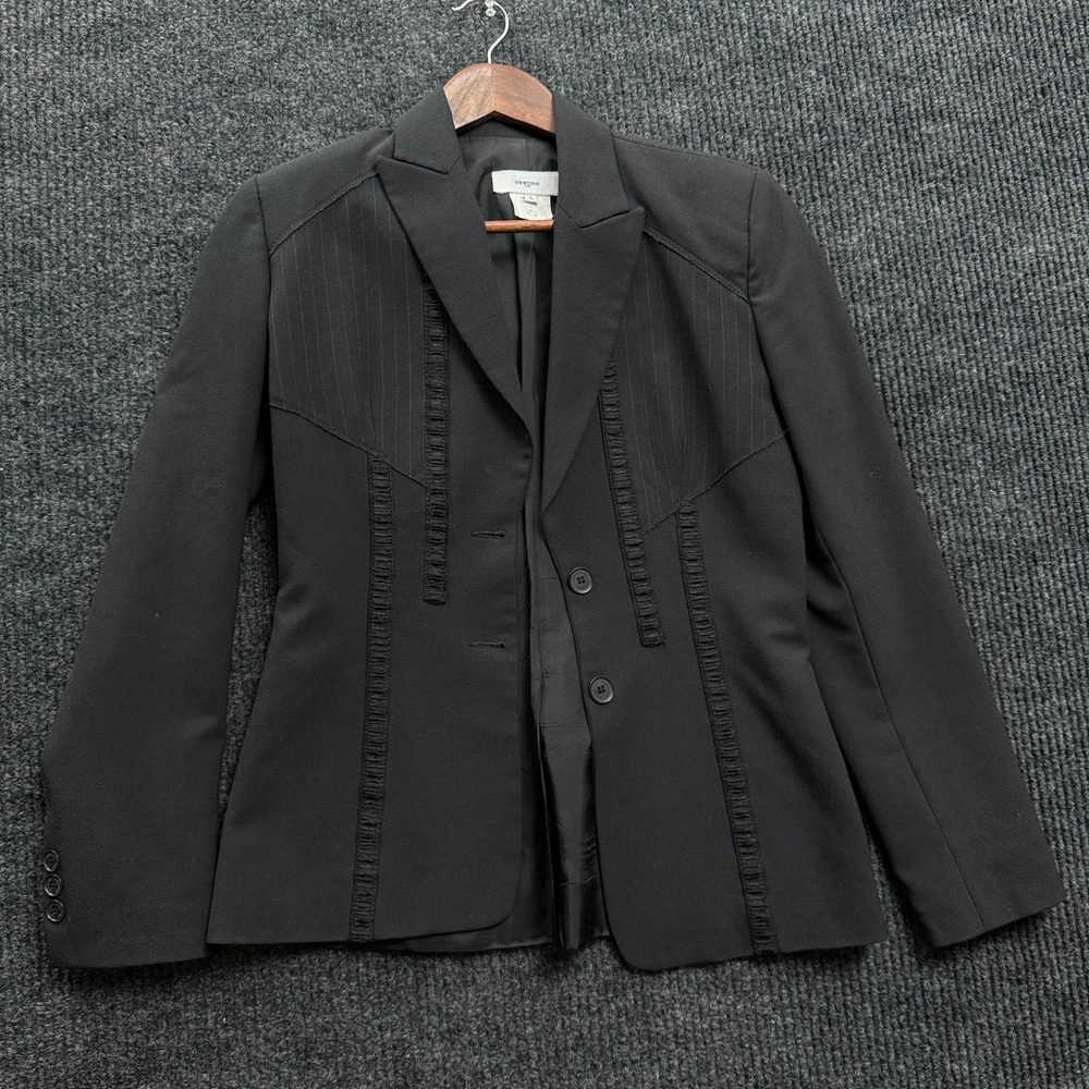 Vertigo Paris Blazer Womens S Small Black Wool Blend Western Fringe Made France